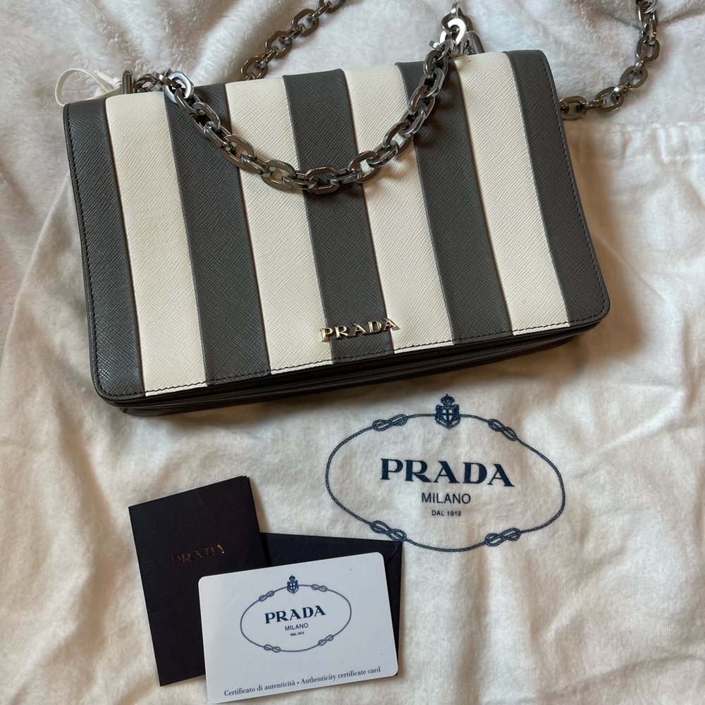 Prada Saffiano Biade Bag- Marmo and Bianco